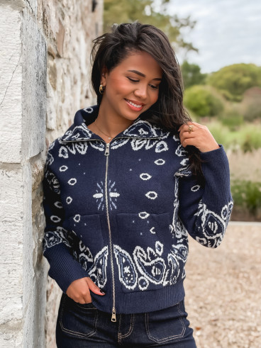 Gilet à motifs Elzaé - Bleu marine