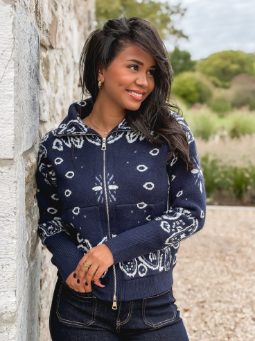 Gilet à motifs Elzaé - Bleu marine