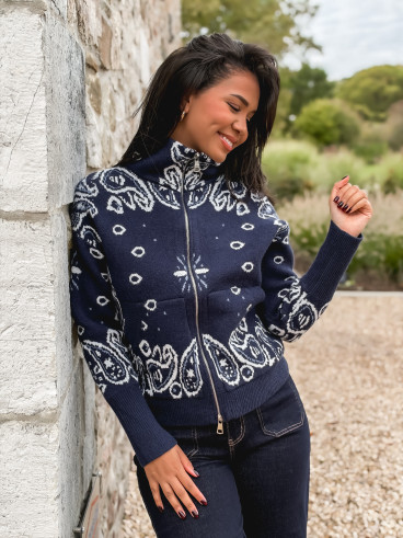 Gilet à motifs Elzaé - Bleu marine
