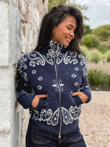 Gilet à motifs Elzaé - Bleu marine