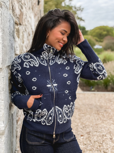Gilet à motifs Elzaé - Bleu marine