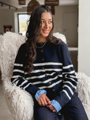 Gilet ligné Hidaya - Bleu marine