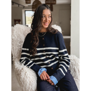 Gilet ligné Hidaya - Bleu marine