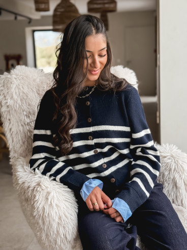 Gilet ligné Hidaya - Bleu marine