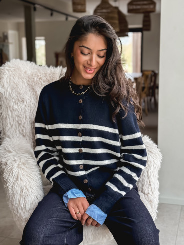 Gilet ligné Hidaya - Bleu marine