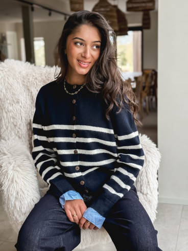 Gilet ligné Hidaya - Bleu marine