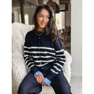 Gilet ligné Hidaya - Bleu marine