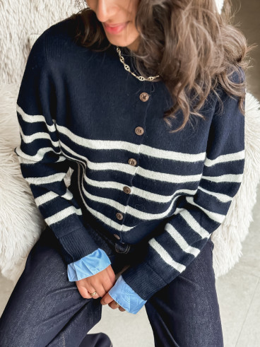 Gilet ligné Hidaya - Bleu marine