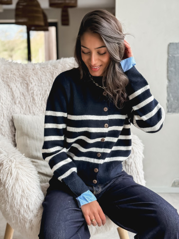 Gilet ligné Hidaya - Bleu marine