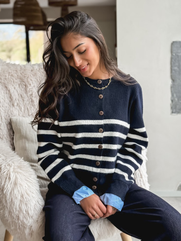Gilet ligné Hidaya - Bleu marine