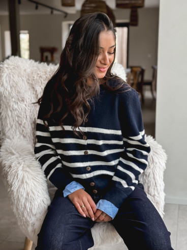 Gilet ligné Hidaya - Bleu marine