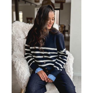 Gilet ligné Hidaya - Bleu marine