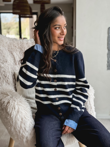 Gilet ligné Hidaya - Bleu marine