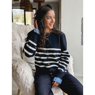 Gilet ligné Hidaya - Bleu marine