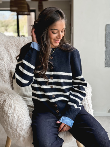 Gilet ligné Hidaya - Bleu marine