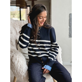 Gilet ligné Hidaya - Bleu marine