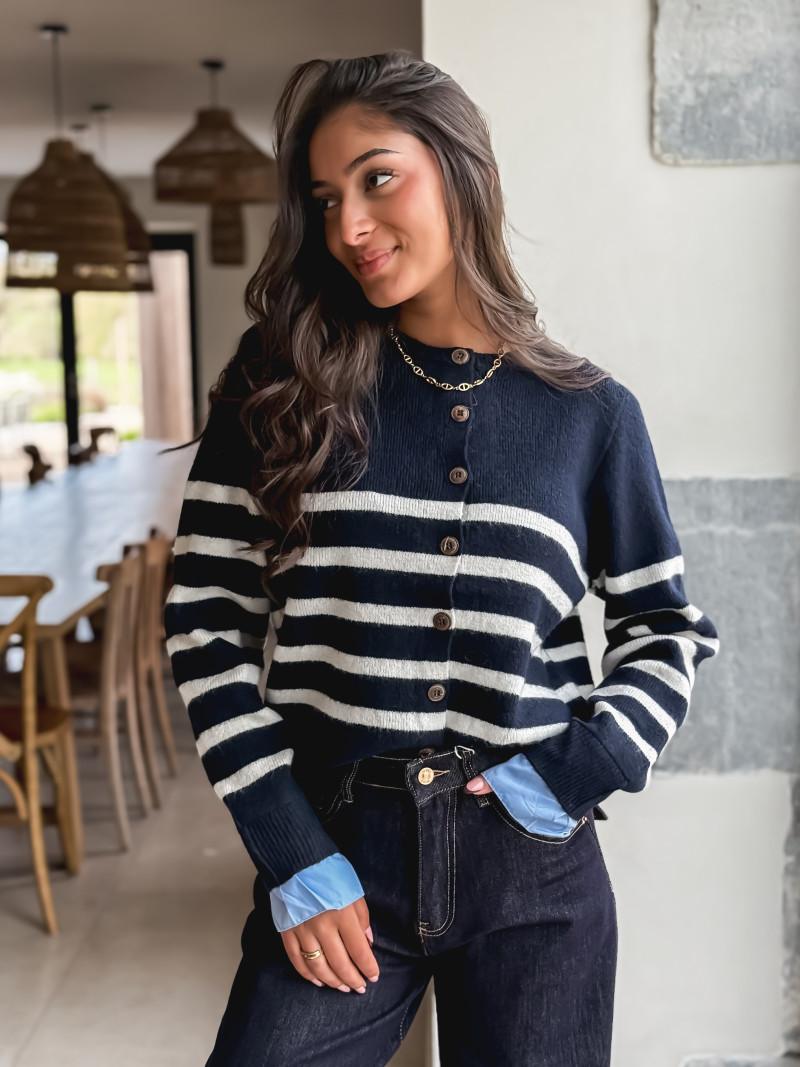 Gilet ligné Hidaya - Bleu marine