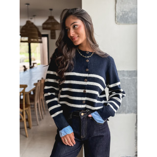 Gilet ligné Hidaya - Bleu marine