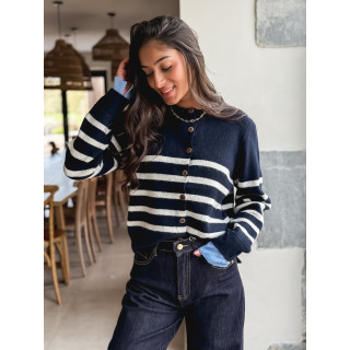 Gilet ligné Hidaya - Bleu marine