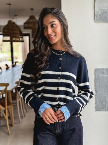 Gilet ligné Hidaya - Bleu marine