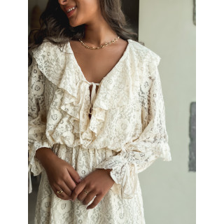 Robe courte à motifs Aurélys - Crème