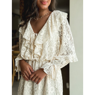 Robe courte à motifs Aurélys - Crème
