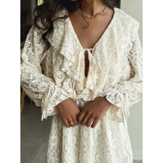 Robe courte à motifs Aurélys - Crème