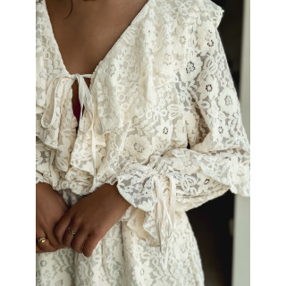 Robe courte à motifs Aurélys - Crème