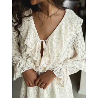 Robe courte à motifs Aurélys - Crème