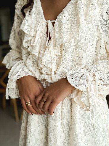 Robe courte à motifs Aurélys - Crème