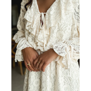 Robe courte à motifs Aurélys - Crème
