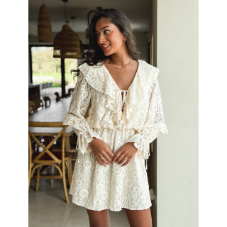 Robe courte à motifs Aurélys - Crème