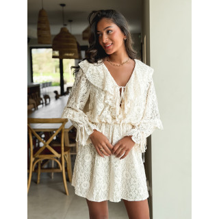Robe courte à motifs Aurélys - Crème