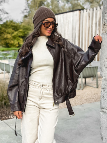 Veste en simili Soraline - Chocolat Veste en simili Soraline - Chocolat