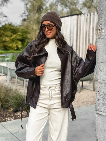 Veste en simili Soraline - Chocolat Veste en simili Soraline - Chocolat
