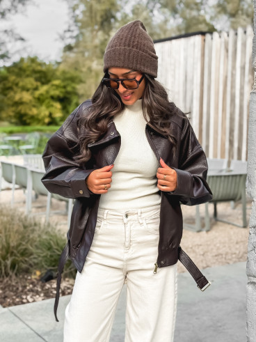Veste en simili Soraline - Chocolat Veste en simili Soraline - Chocolat