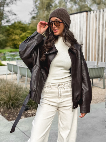 Veste en simili Soraline - Chocolat Veste en simili Soraline - Chocolat