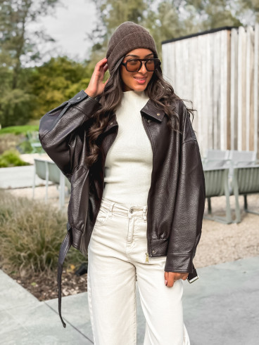 Veste en simili Soraline - Chocolat Veste en simili Soraline - Chocolat