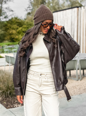 Veste en simili Soraline - Chocolat Veste en simili Soraline - Chocolat