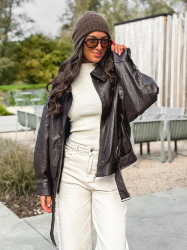 Veste en simili Soraline - Chocolat Veste en simili Soraline - Chocolat