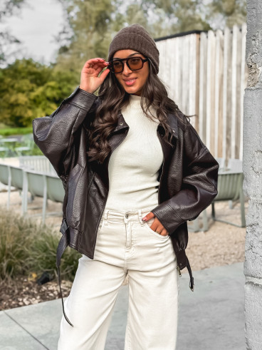 Veste en simili Soraline - Chocolat Veste en simili Soraline - Chocolat
