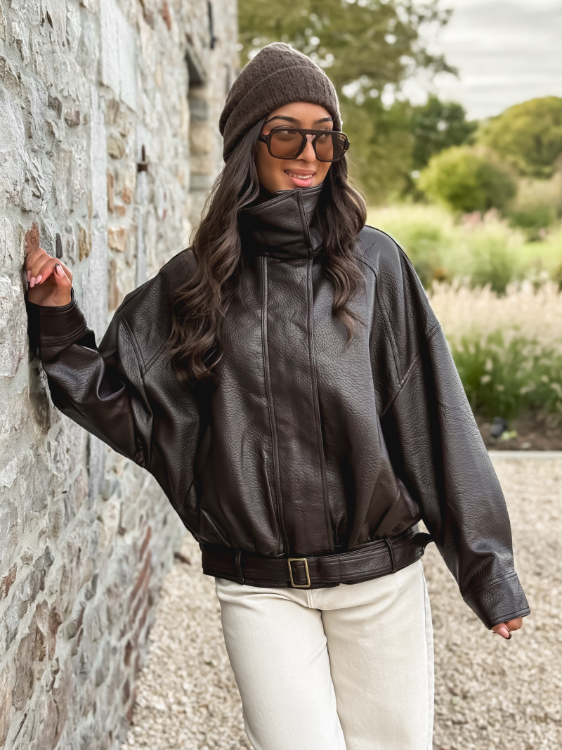 Veste en simili Soraline - Chocolat Veste en simili Soraline - Chocolat