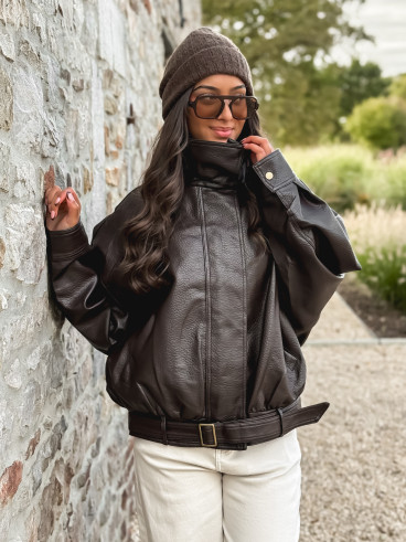 Veste en simili Soraline - Chocolat Veste en simili Soraline - Chocolat