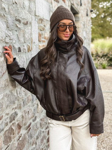 Veste en simili Soraline - Chocolat Veste en simili Soraline - Chocolat