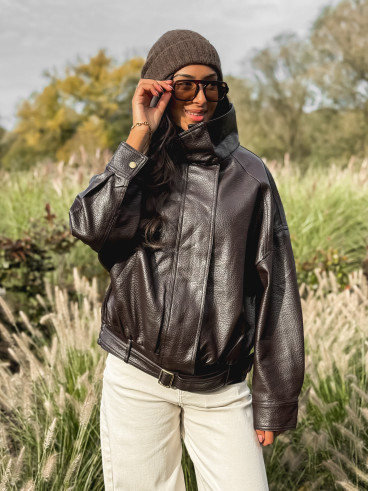 Veste en simili Soraline - Chocolat Veste en simili Soraline - Chocolat