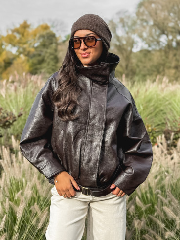 Veste en simili Soraline - Chocolat Veste en simili Soraline - Chocolat