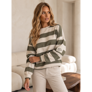 Pull ligné Esméa - Kaki/Ecru