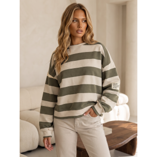 Pull ligné Esméa - Kaki/Ecru