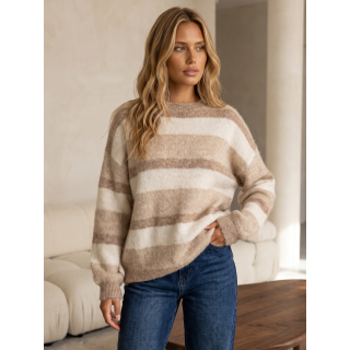 Pull ligné Adila - Ecru/Beige