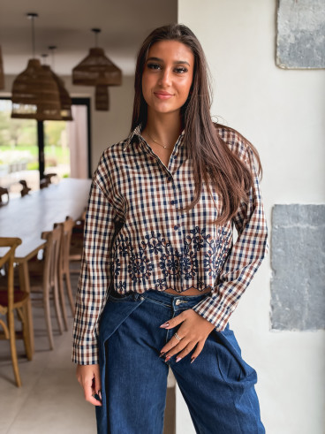 Chemise à carreaux Eleanore - Taupe